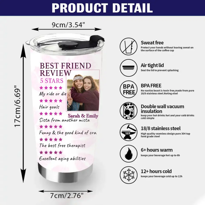 Custom Personalized Best Friend Tumbler - Upload Photo - Gift Idea For Besties - Best Friend Review