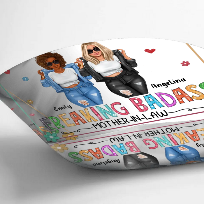 Custom Personalized Daughter-In-Law Pillow Cover - Gift Idea For Daughter/Mom - I'm The Proud Smartass Daughter-In-Law Of A Freaking Badass Mother-In-Law