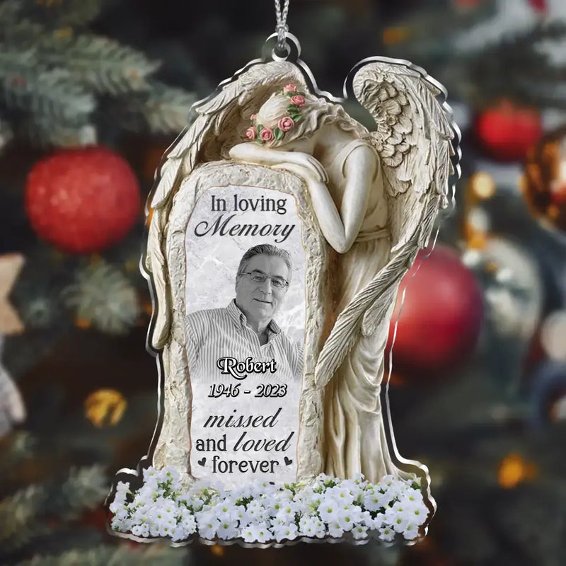 Personalized In Loving Memory Acrylic Plaque - Memorial Gift Idea For Christmas/Family Member - Upload Photo - Loved Beyond Words Missed Beyond Measure