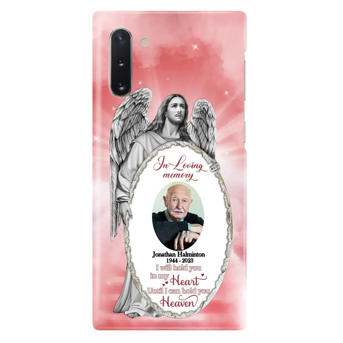 Custom Personalized Jesus Christ Memorial Photo Phone Case - Memorial Gift Idea For Family Member - I Will Hold You in My Heart Until I Can Hold You in Heaven - Case For iPhone/Samsung