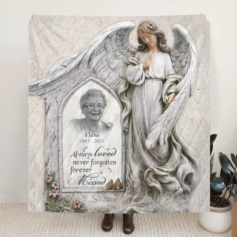 Personalized Memorial Photo Quilt/Fleece Throw Blanket - Memorial Gift Idea for Family - Always Loved Never Forgotten Forever Missed