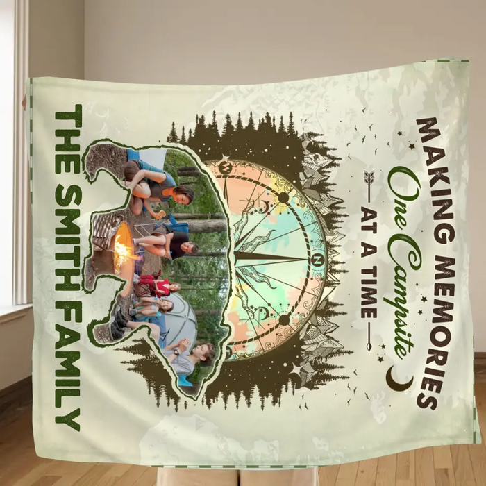 Personalized Camping Upload Photo Quilt/Single Layer Fleece Blanket - Gift Idea For Camping Lovers - Making Memories One Campsite At A Time