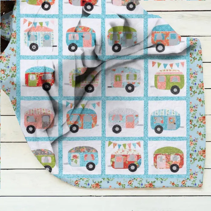 Cute Camper Pattern Quilt/Single Layer Fleece Blanket - Gift Idea For Camping Lovers