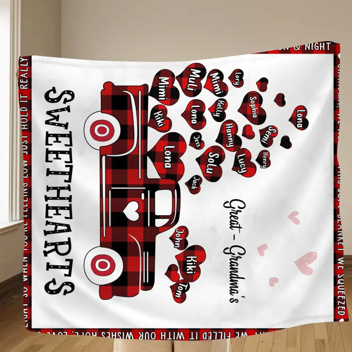 Personalized Grandma Quilt/Single Layer Fleece Blanket - Gift Idea For Grandma - Upto 20 Children - Great - Grandma's Sweethearts