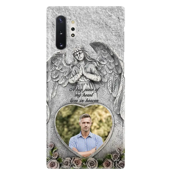 Custom Personalized Memorial Photo Phone Case - Memorial Gift Idea For Family Member - A Big Piece Of My Heart Lives In Heaven - Case For iPhone/Samsung