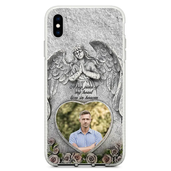 Custom Personalized Memorial Photo Phone Case - Memorial Gift Idea For Family Member - A Big Piece Of My Heart Lives In Heaven - Case For iPhone/Samsung