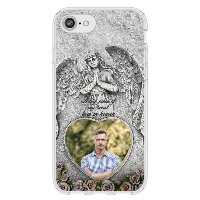 Custom Personalized Memorial Photo Phone Case - Memorial Gift Idea For Family Member - A Big Piece Of My Heart Lives In Heaven - Case For iPhone/Samsung