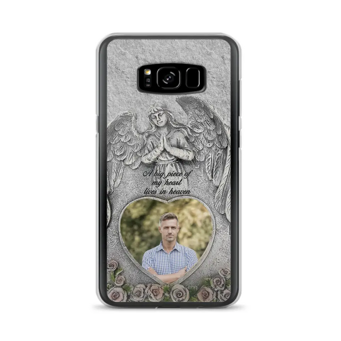 Custom Personalized Memorial Photo Phone Case - Memorial Gift Idea For Family Member - A Big Piece Of My Heart Lives In Heaven - Case For iPhone/Samsung