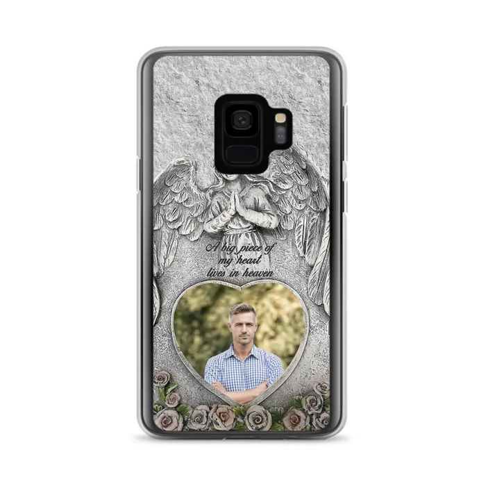 Custom Personalized Memorial Photo Phone Case - Memorial Gift Idea For Family Member - A Big Piece Of My Heart Lives In Heaven - Case For iPhone/Samsung