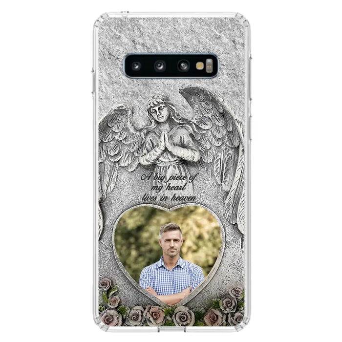 Custom Personalized Memorial Photo Phone Case - Memorial Gift Idea For Family Member - A Big Piece Of My Heart Lives In Heaven - Case For iPhone/Samsung