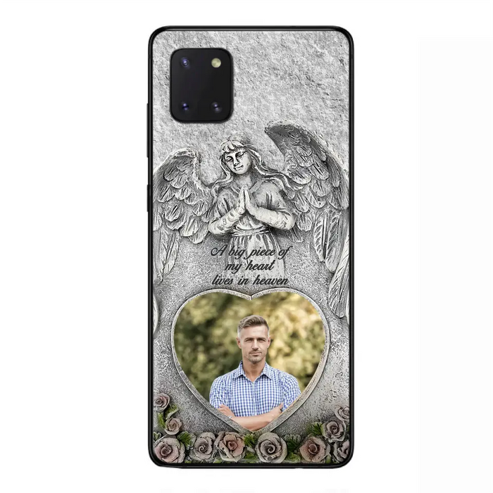 Custom Personalized Memorial Photo Phone Case - Memorial Gift Idea For Family Member - A Big Piece Of My Heart Lives In Heaven - Case For iPhone/Samsung