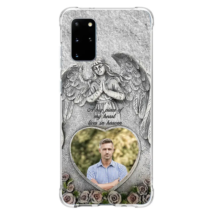 Custom Personalized Memorial Photo Phone Case - Memorial Gift Idea For Family Member - A Big Piece Of My Heart Lives In Heaven - Case For iPhone/Samsung