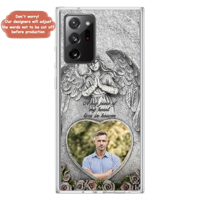 Custom Personalized Memorial Photo Phone Case - Memorial Gift Idea For Family Member - A Big Piece Of My Heart Lives In Heaven - Case For iPhone/Samsung