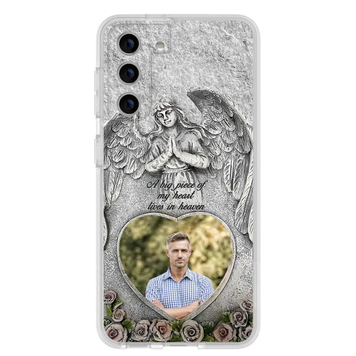 Custom Personalized Memorial Photo Phone Case - Memorial Gift Idea For Family Member - A Big Piece Of My Heart Lives In Heaven - Case For iPhone/Samsung