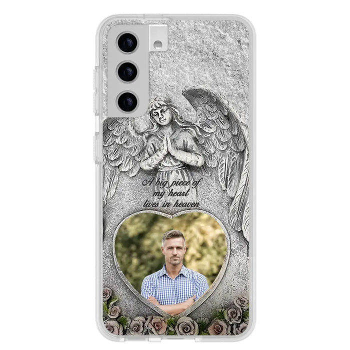 Custom Personalized Memorial Photo Phone Case - Memorial Gift Idea For Family Member - A Big Piece Of My Heart Lives In Heaven - Case For iPhone/Samsung