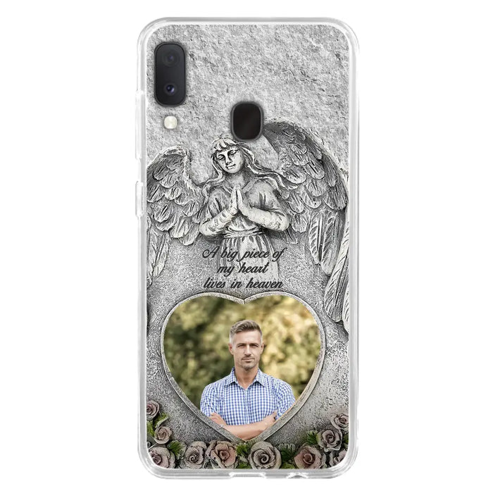 Custom Personalized Memorial Photo Phone Case - Memorial Gift Idea For Family Member - A Big Piece Of My Heart Lives In Heaven - Case For iPhone/Samsung