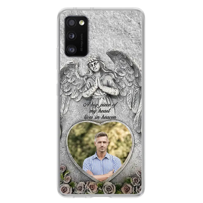 Custom Personalized Memorial Photo Phone Case - Memorial Gift Idea For Family Member - A Big Piece Of My Heart Lives In Heaven - Case For iPhone/Samsung