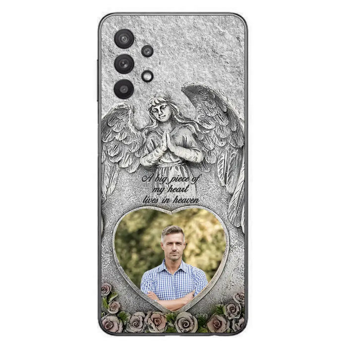 Custom Personalized Memorial Photo Phone Case - Memorial Gift Idea For Family Member - A Big Piece Of My Heart Lives In Heaven - Case For iPhone/Samsung