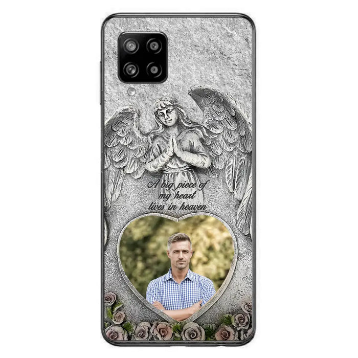 Custom Personalized Memorial Photo Phone Case - Memorial Gift Idea For Family Member - A Big Piece Of My Heart Lives In Heaven - Case For iPhone/Samsung