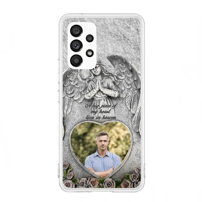 Custom Personalized Memorial Photo Phone Case - Memorial Gift Idea For Family Member - A Big Piece Of My Heart Lives In Heaven - Case For iPhone/Samsung