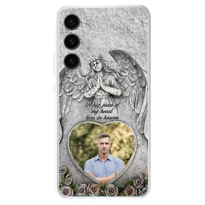 Custom Personalized Memorial Photo Phone Case - Memorial Gift Idea For Family Member - A Big Piece Of My Heart Lives In Heaven - Case For iPhone/Samsung