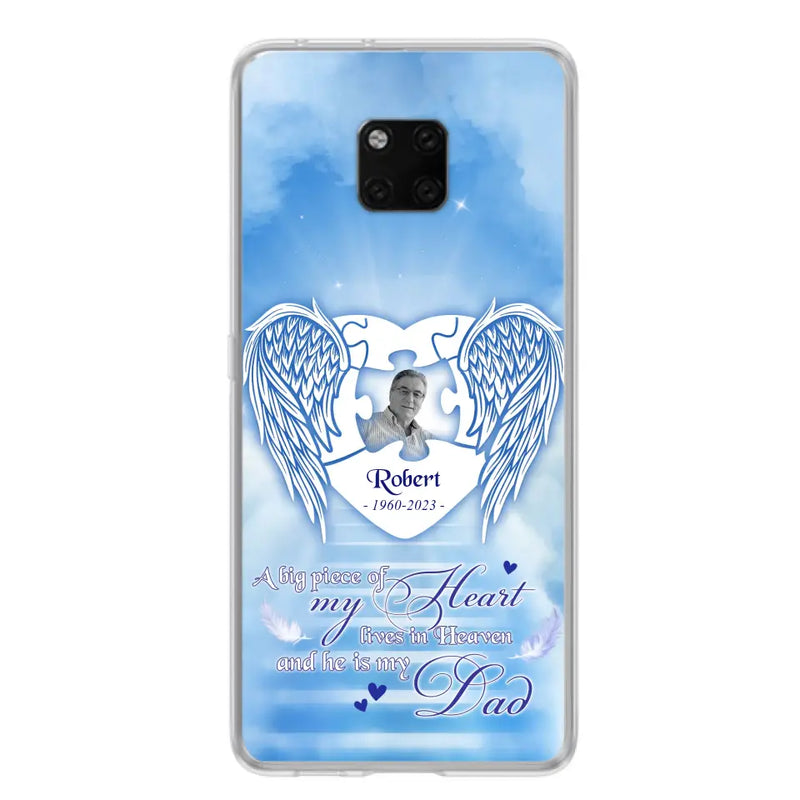 Custom Personalized Memorial Photo Phone Case - Memorial Gift Idea For Family - A Big Piece Of My Heart Lives In Heaven And He Is My Dad -  Case For Oppo/ Xiaomi/ Huawei