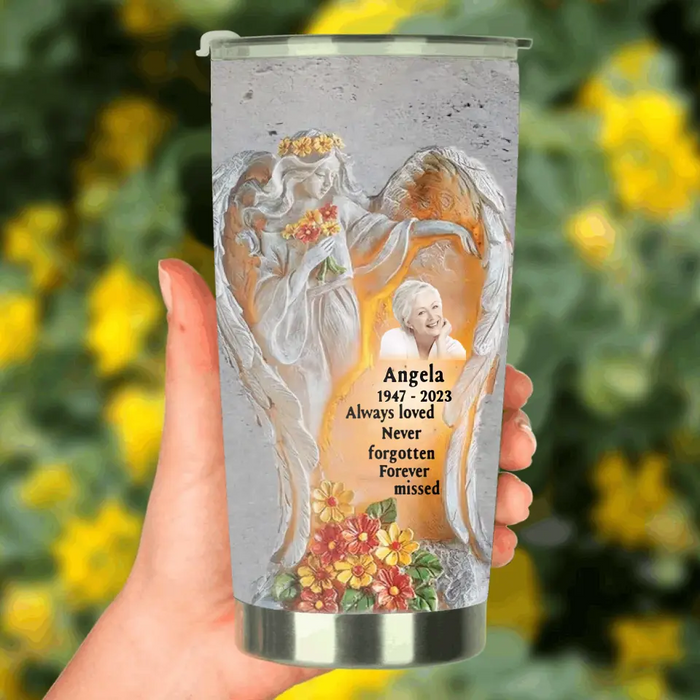 Custom Personalized Memorial Tumbler - Upload Photo - Memorial Gift Idea For Family Member - Always Loved Never Forgotten Forever Missed