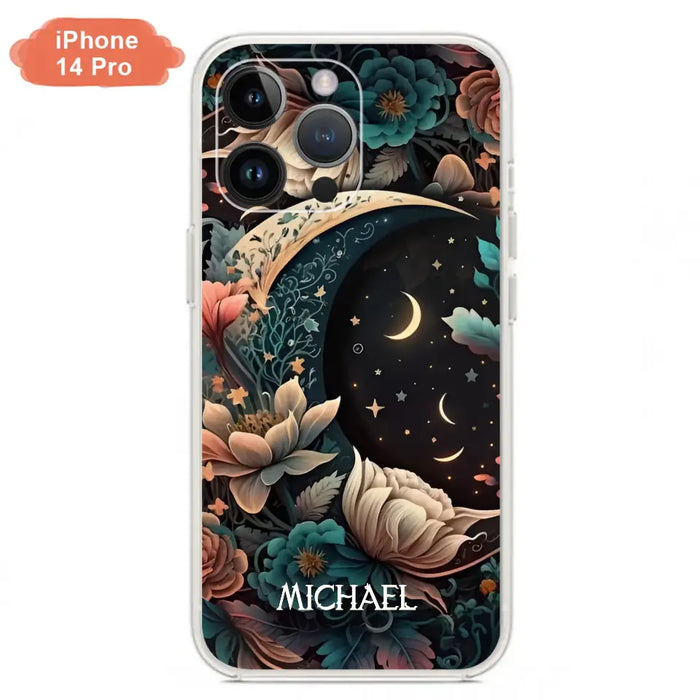 Custom Personalized Cottagecore Floral Sun Moon Stars Phone Case -  Case For iPhone/Samsung