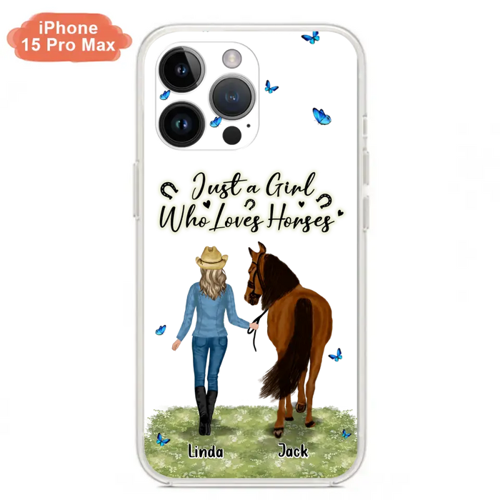 Custom Personalized Horse Girl Phone Case - Upto 6 Horses - Gift Idea for Horse Lovers - Just A Girl Who Loves Horses - Case for iPhone/Samsung