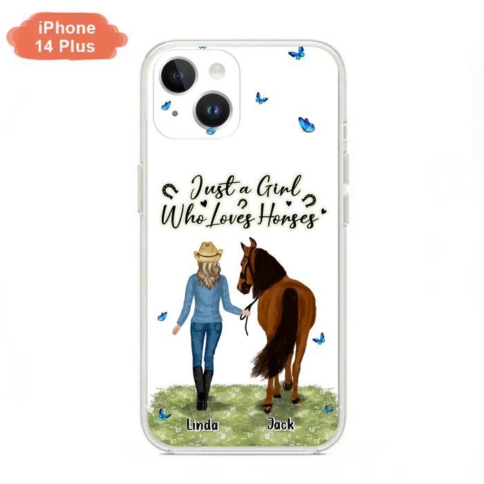 Custom Personalized Horse Girl Phone Case - Upto 6 Horses - Gift Idea for Horse Lovers - Just A Girl Who Loves Horses - Case for iPhone/Samsung