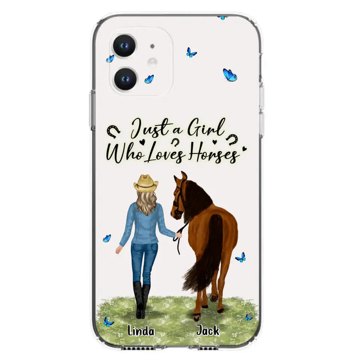 Custom Personalized Horse Girl Phone Case - Upto 6 Horses - Gift Idea for Horse Lovers - Just A Girl Who Loves Horses - Case for iPhone/Samsung