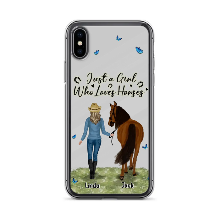 Custom Personalized Horse Girl Phone Case - Upto 6 Horses - Gift Idea for Horse Lovers - Just A Girl Who Loves Horses - Case for iPhone/Samsung