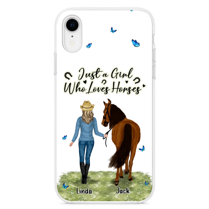 Custom Personalized Horse Girl Phone Case - Upto 6 Horses - Gift Idea for Horse Lovers - Just A Girl Who Loves Horses - Case for iPhone/Samsung