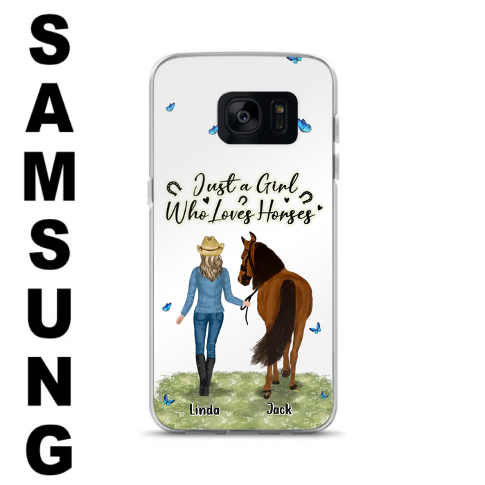 Custom Personalized Horse Girl Phone Case - Upto 6 Horses - Gift Idea for Horse Lovers - Just A Girl Who Loves Horses - Case for iPhone/Samsung