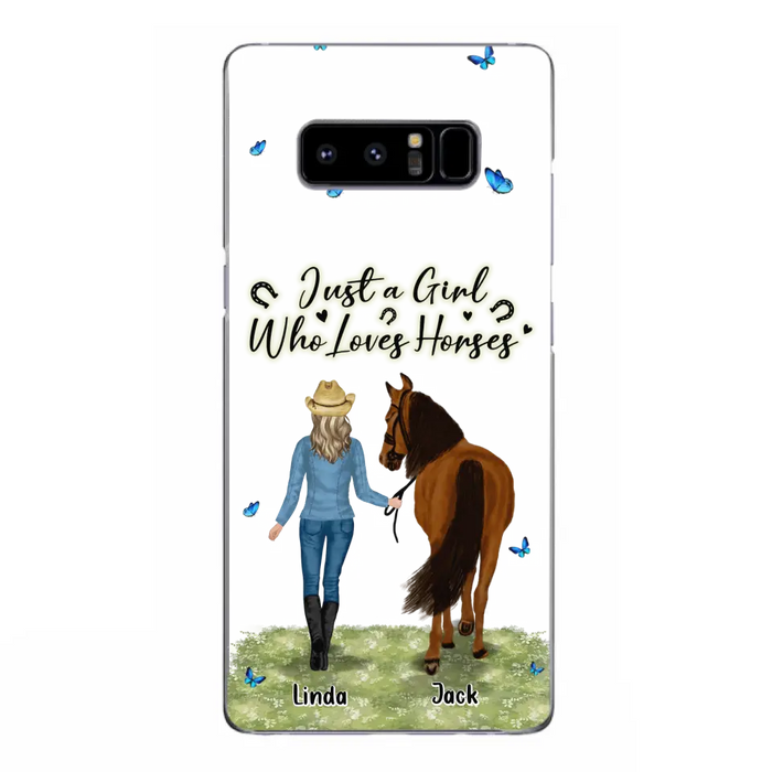 Custom Personalized Horse Girl Phone Case - Upto 6 Horses - Gift Idea for Horse Lovers - Just A Girl Who Loves Horses - Case for iPhone/Samsung