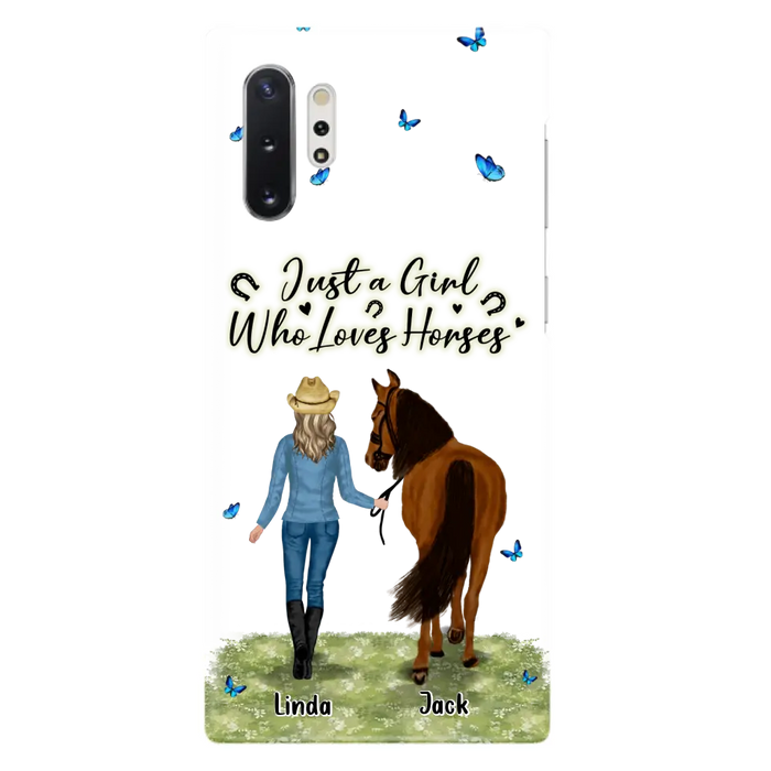 Custom Personalized Horse Girl Phone Case - Upto 6 Horses - Gift Idea for Horse Lovers - Just A Girl Who Loves Horses - Case for iPhone/Samsung