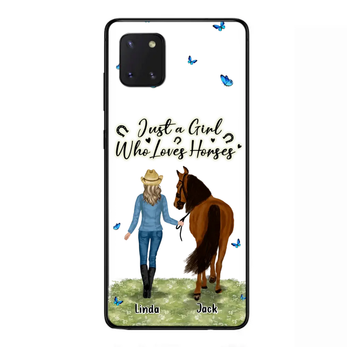 Custom Personalized Horse Girl Phone Case - Upto 6 Horses - Gift Idea for Horse Lovers - Just A Girl Who Loves Horses - Case for iPhone/Samsung