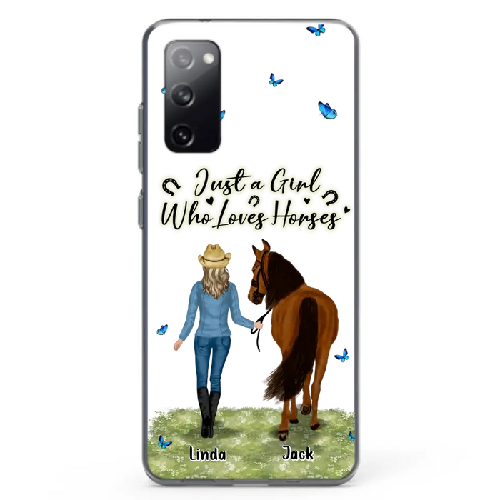 Custom Personalized Horse Girl Phone Case - Upto 6 Horses - Gift Idea for Horse Lovers - Just A Girl Who Loves Horses - Case for iPhone/Samsung