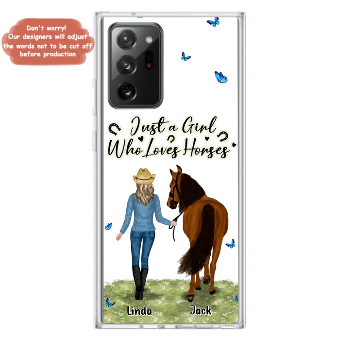 Custom Personalized Horse Girl Phone Case - Upto 6 Horses - Gift Idea for Horse Lovers - Just A Girl Who Loves Horses - Case for iPhone/Samsung