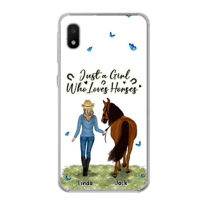 Custom Personalized Horse Girl Phone Case - Upto 6 Horses - Gift Idea for Horse Lovers - Just A Girl Who Loves Horses - Case for iPhone/Samsung