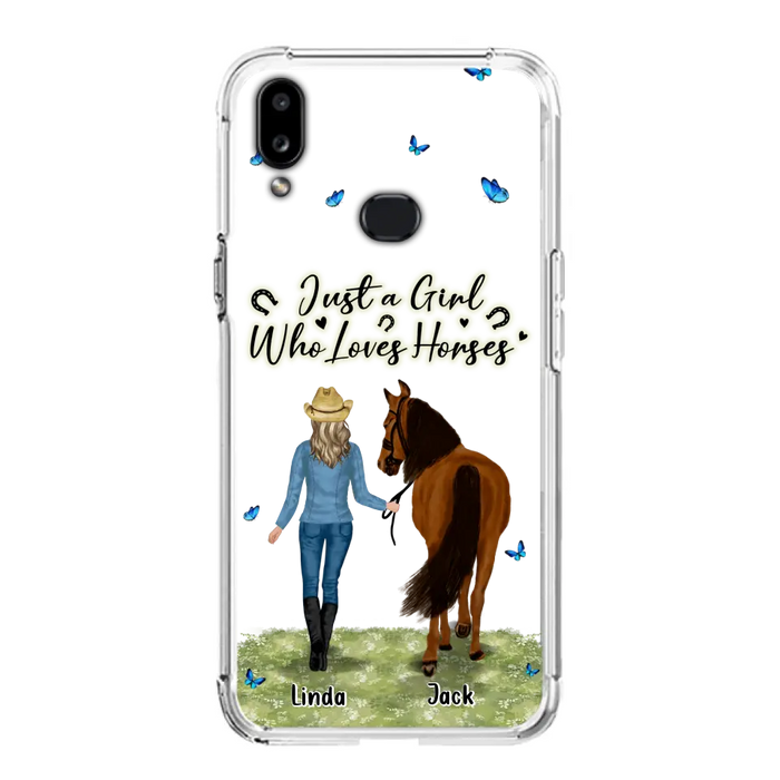 Custom Personalized Horse Girl Phone Case - Upto 6 Horses - Gift Idea for Horse Lovers - Just A Girl Who Loves Horses - Case for iPhone/Samsung