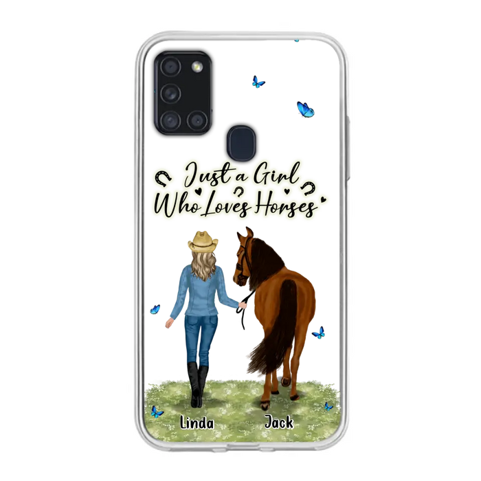 Custom Personalized Horse Girl Phone Case - Upto 6 Horses - Gift Idea for Horse Lovers - Just A Girl Who Loves Horses - Case for iPhone/Samsung