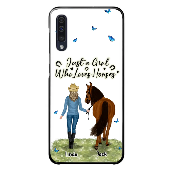 Custom Personalized Horse Girl Phone Case - Upto 6 Horses - Gift Idea for Horse Lovers - Just A Girl Who Loves Horses - Case for iPhone/Samsung