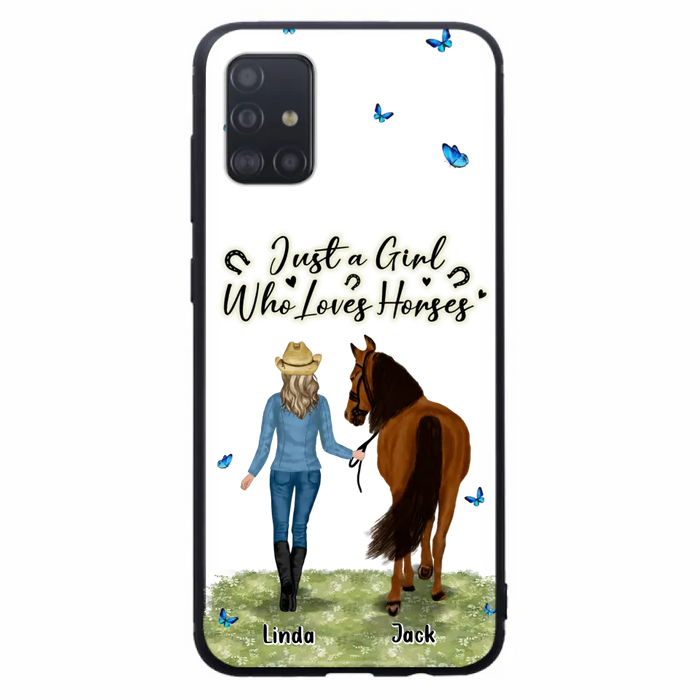 Custom Personalized Horse Girl Phone Case - Upto 6 Horses - Gift Idea for Horse Lovers - Just A Girl Who Loves Horses - Case for iPhone/Samsung