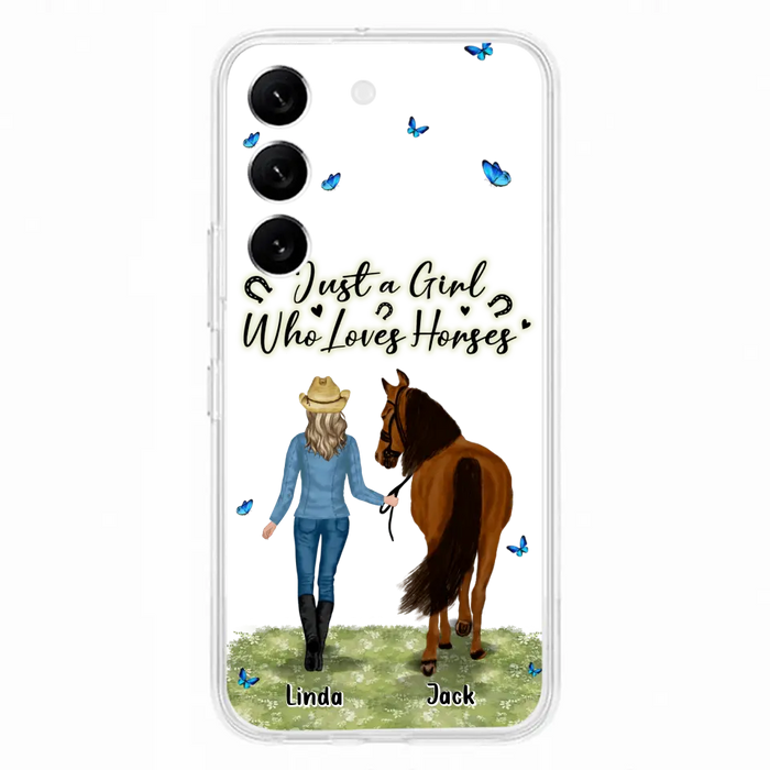 Custom Personalized Horse Girl Phone Case - Upto 6 Horses - Gift Idea for Horse Lovers - Just A Girl Who Loves Horses - Case for iPhone/Samsung