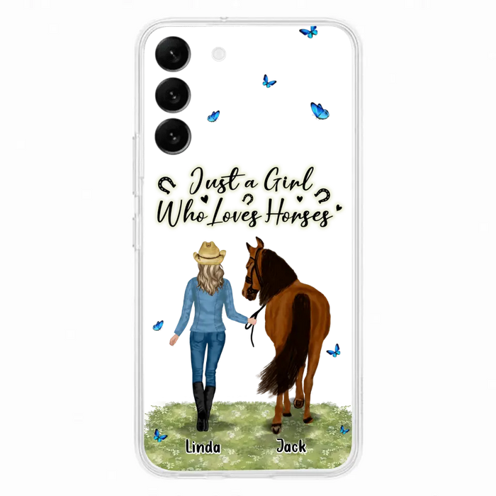 Custom Personalized Horse Girl Phone Case - Upto 6 Horses - Gift Idea for Horse Lovers - Just A Girl Who Loves Horses - Case for iPhone/Samsung