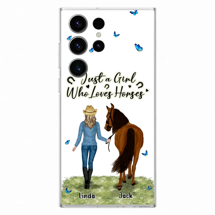 Custom Personalized Horse Girl Phone Case - Upto 6 Horses - Gift Idea for Horse Lovers - Just A Girl Who Loves Horses - Case for iPhone/Samsung