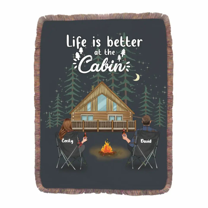 Custom Personalized Cabin Camping Fringe Blanket - Gift Idea For Camping Lover/ Couple/ Family/ Friends - Life Is Better At The Cabin