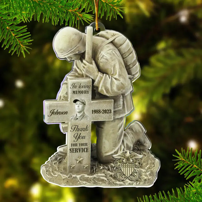 Custom Personalized Veteran Acrylic Ornament - Upload Photo - Memorial Gift Idea For Veteran - Proud To Be A Veteran