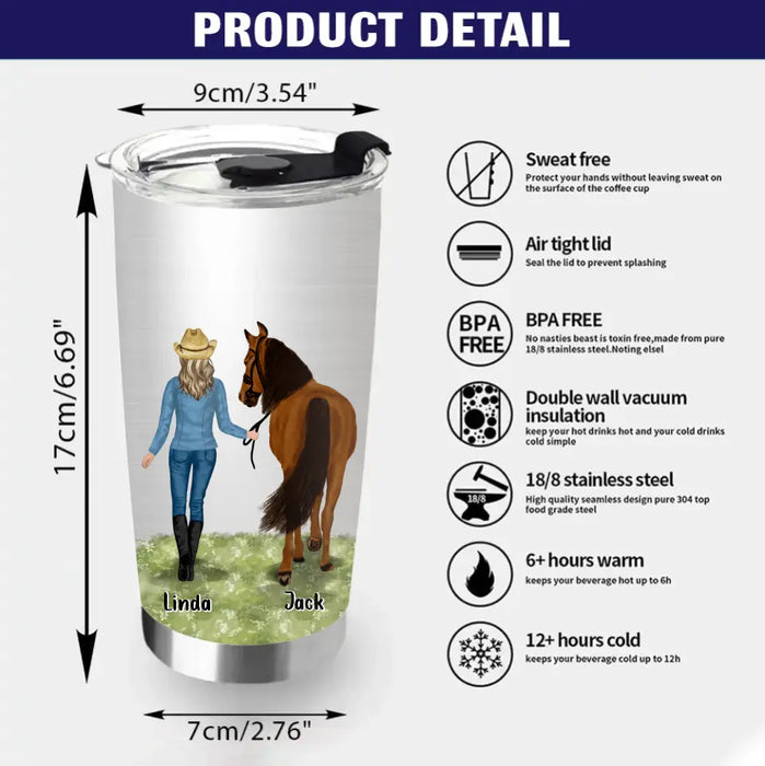 Custom Personalized Horse Girl Tumbler - Gift Idea For Horse Lovers - Up To 6 Horses - Just A Girl Who Loves Horses